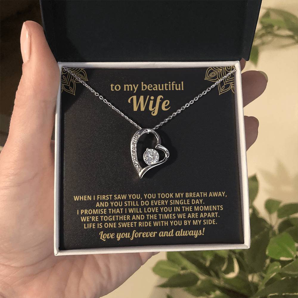 To My Beautiful Wife Heart Necklace Gift