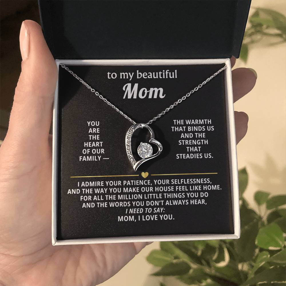 To My Beautiful Mom Heart Necklace