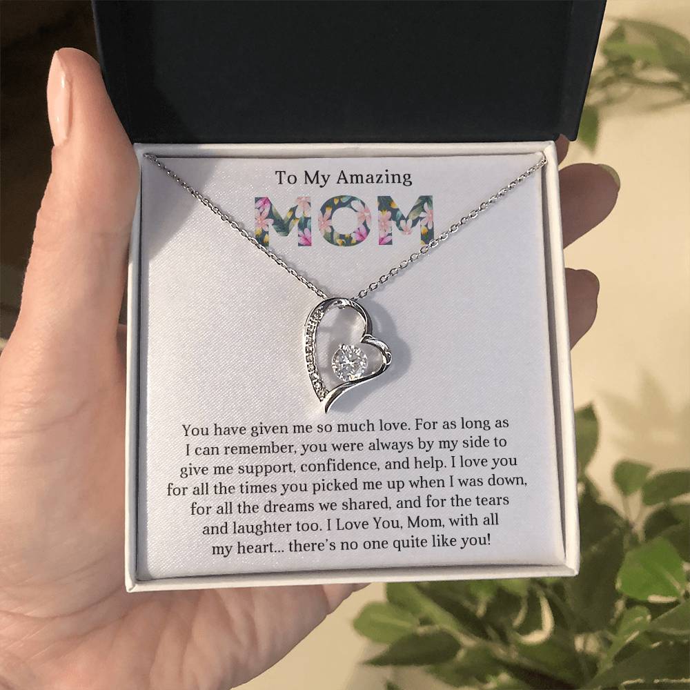 To My Mom Heart Necklace Gift