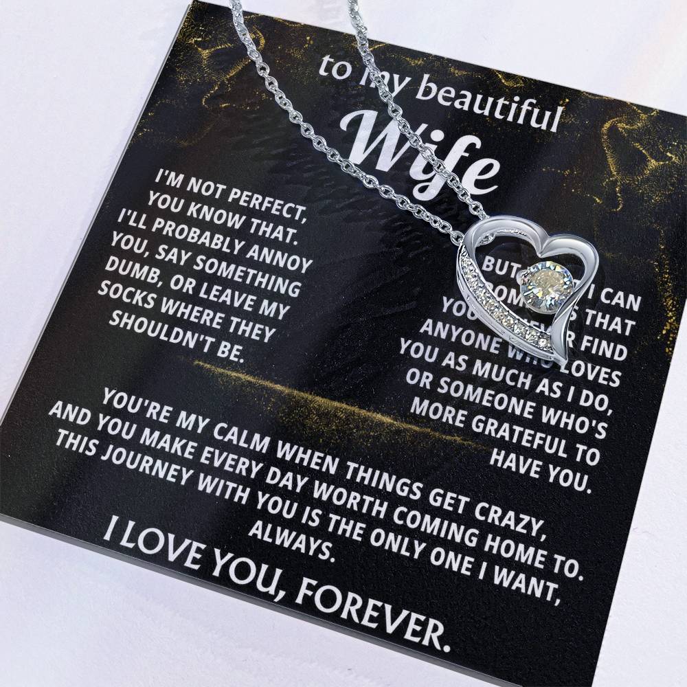 To My Wife Heart Necklace Gift