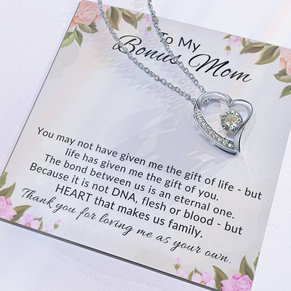 To My Bonus Mom Heart Necklace Gift from Stepdaughter