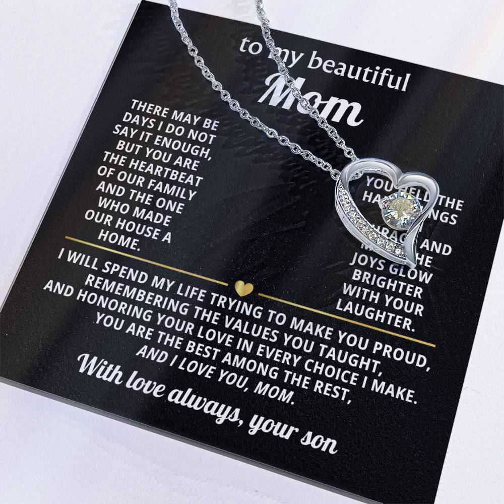 Mom Heart Necklace Gift from Son