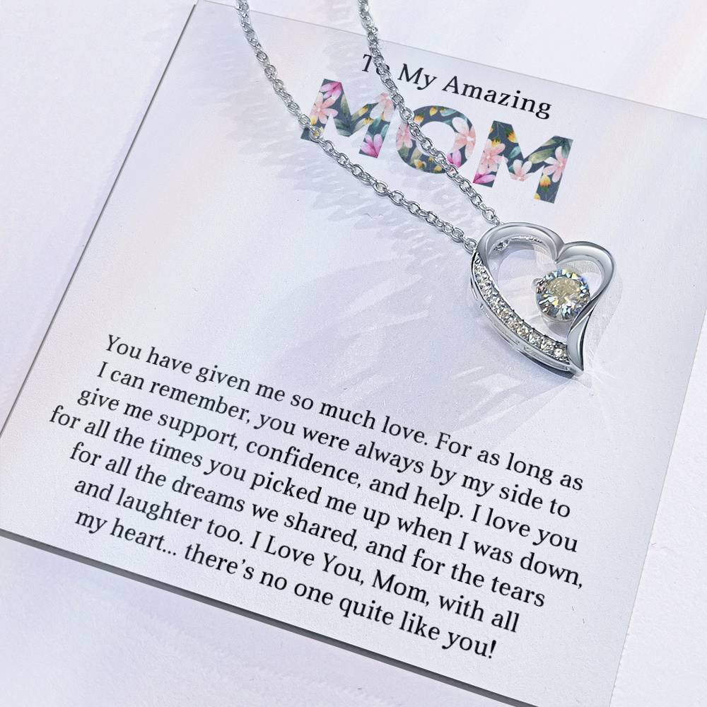 To My Mom Heart Necklace Gift