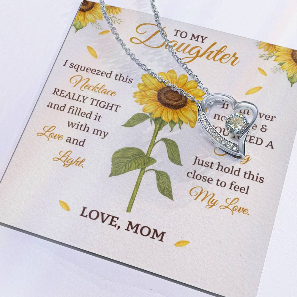 Daughter Sunflower Heart Necklace Gift from Mom