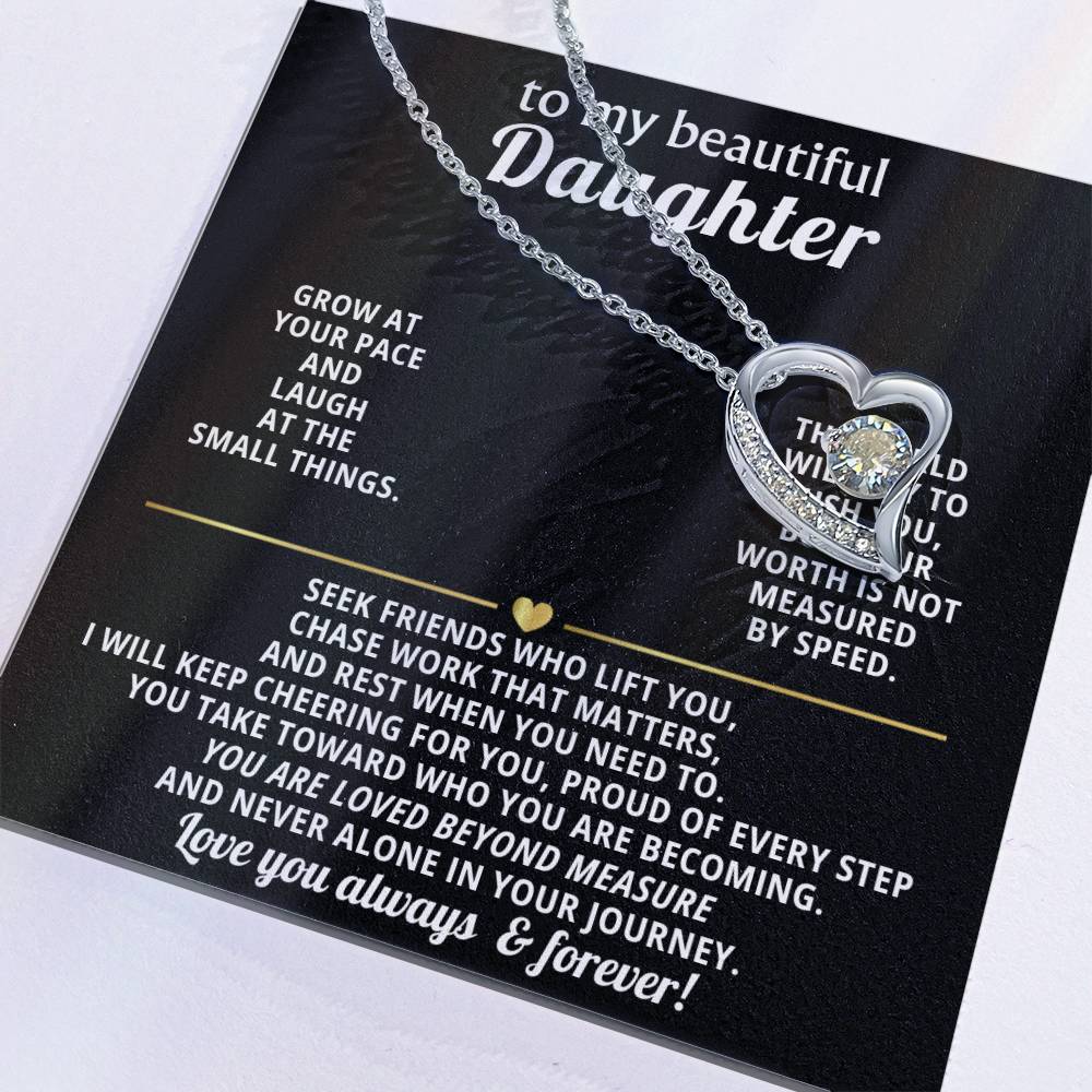 To My Daughter Heart Necklace Gift