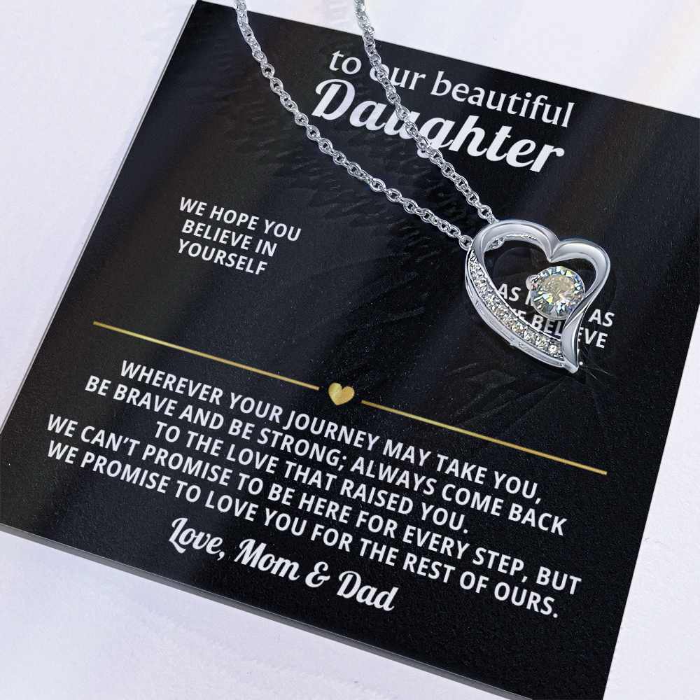 To Our Beautiful Daughter Heart Necklace Gift from Mom Dad