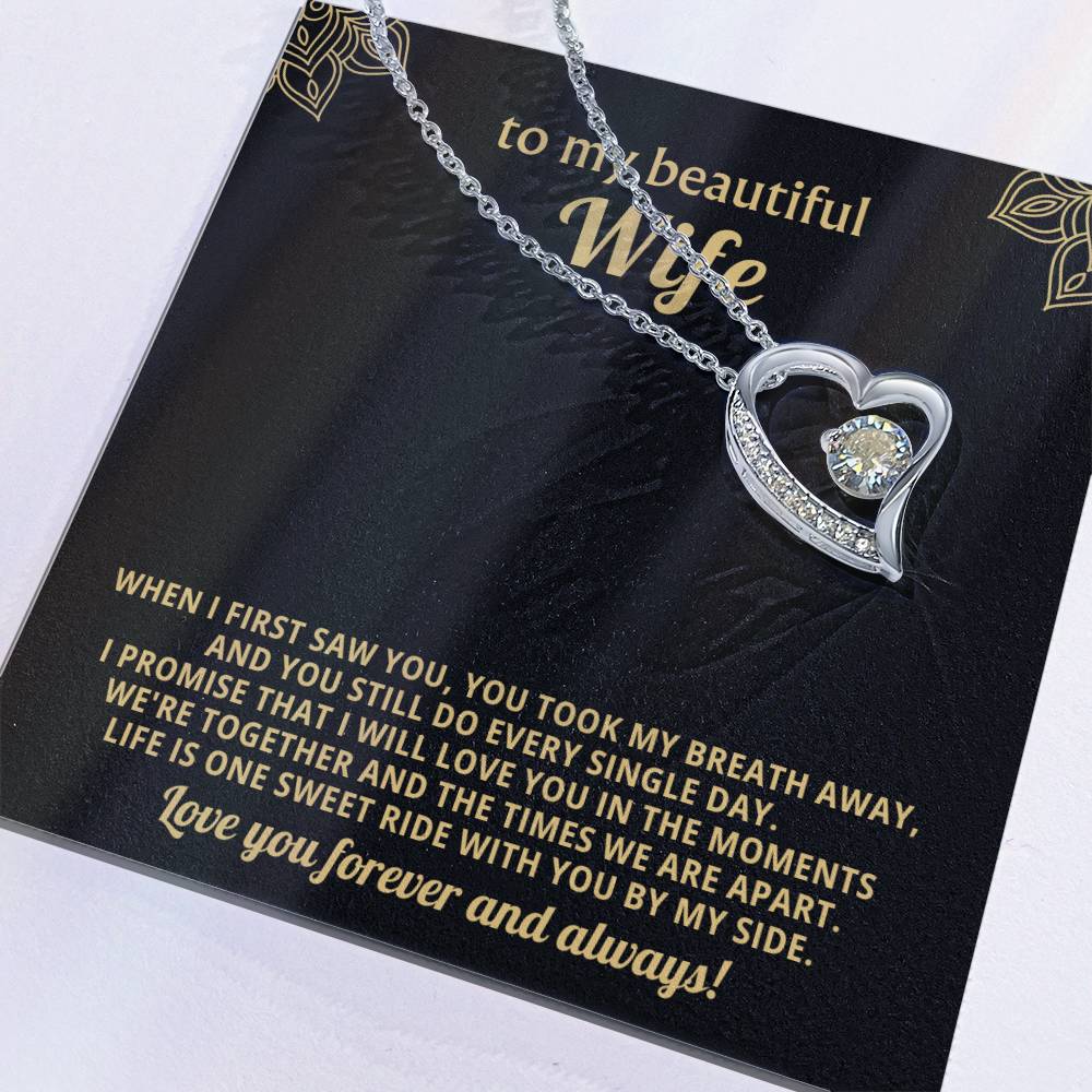 To My Beautiful Wife Heart Necklace Gift