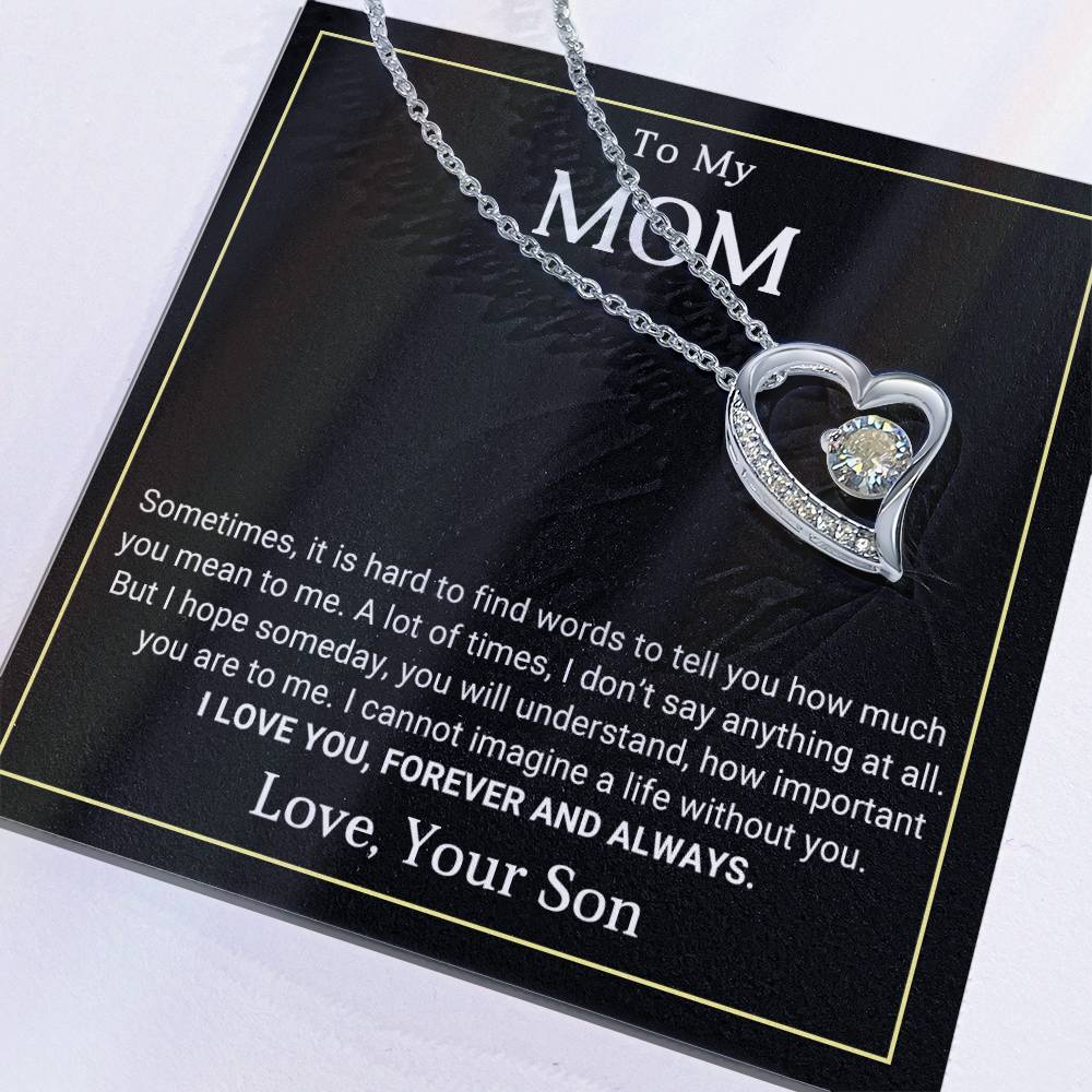 To My Mom Heart Necklace Gift