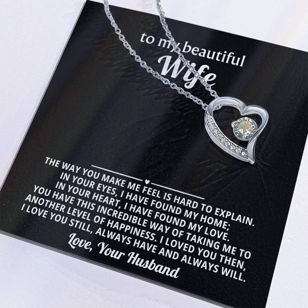 To My Beautiful Wife Heart Necklace Gift