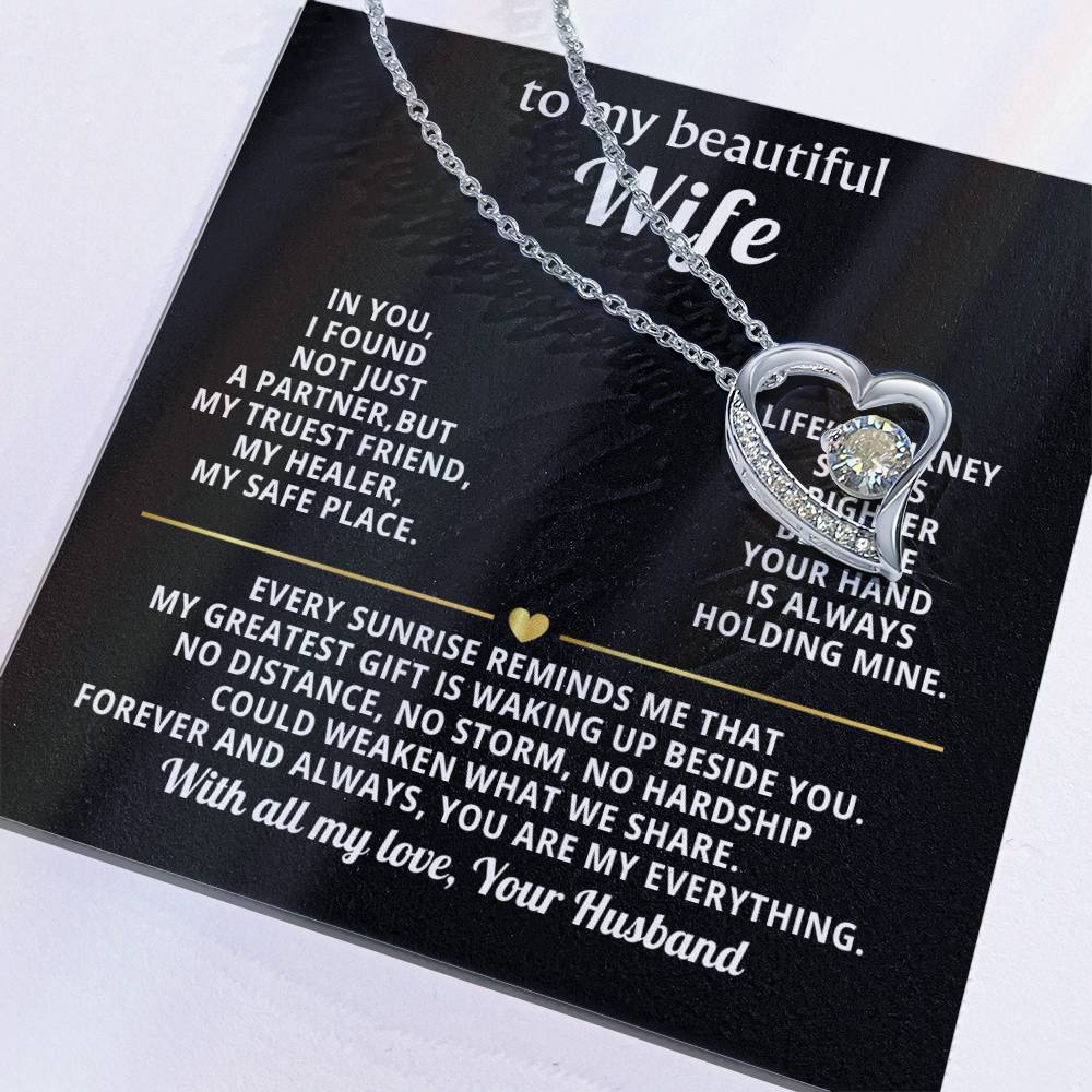 To My Beautiful Wife Heart Necklace