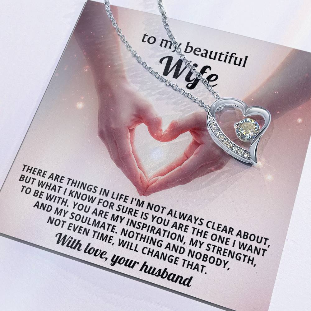 To My Beautiful Wife Heart Necklace Gift