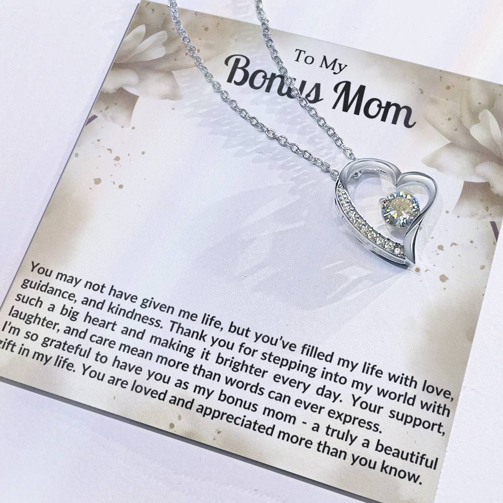 To My Bonus Mom Heart Necklace Gift