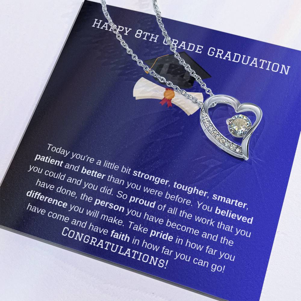 8th Grade Graduation Heart Necklace Gift-[Heartfelt Family Gift]