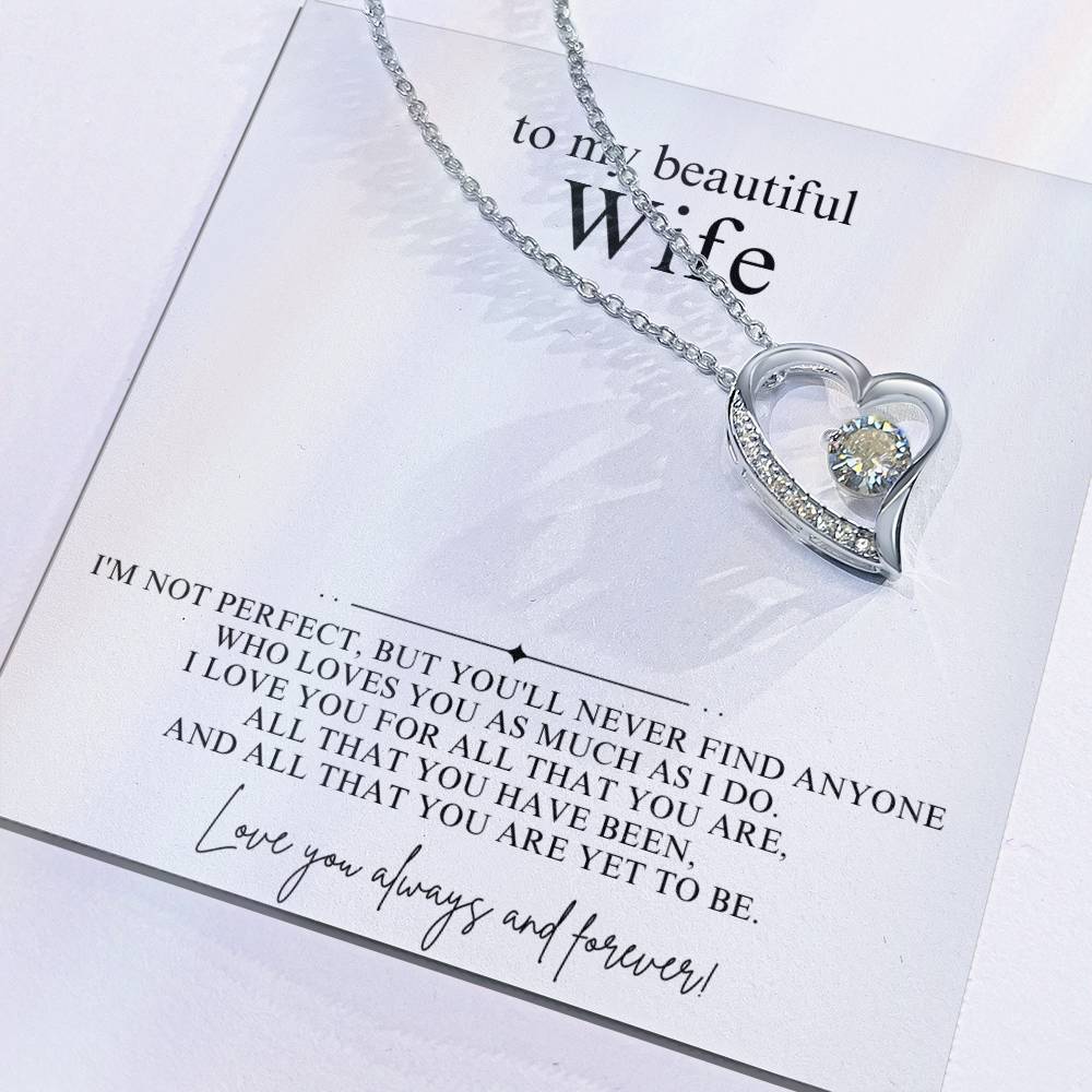 To My Beautiful Wife Heart Necklace Gift
