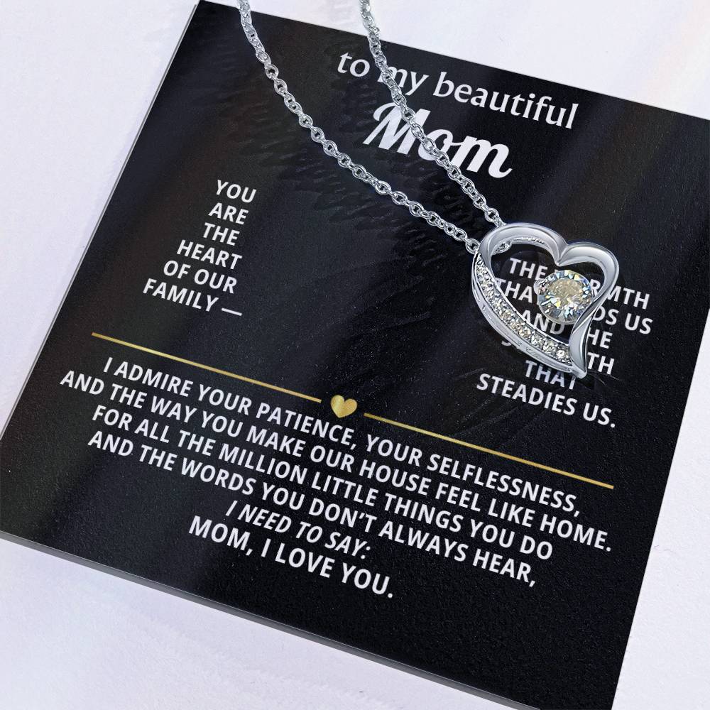 To My Beautiful Mom Heart Necklace