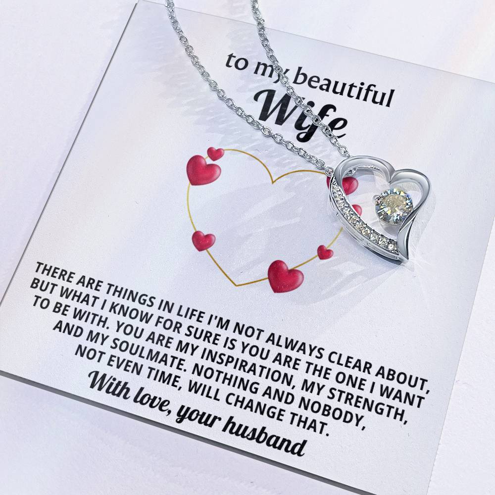 To My Beautiful Wife Heart Necklace Gift