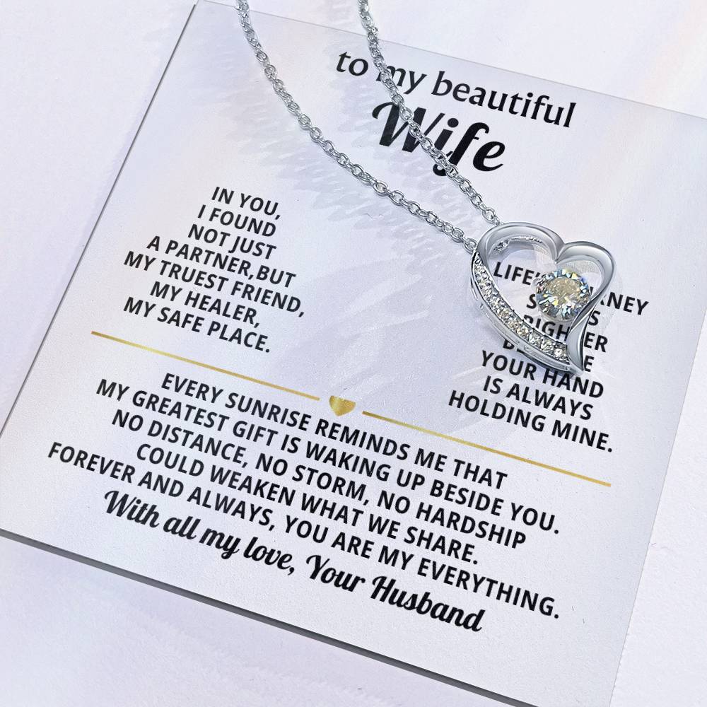 To My Beautiful Wife Heart Necklace