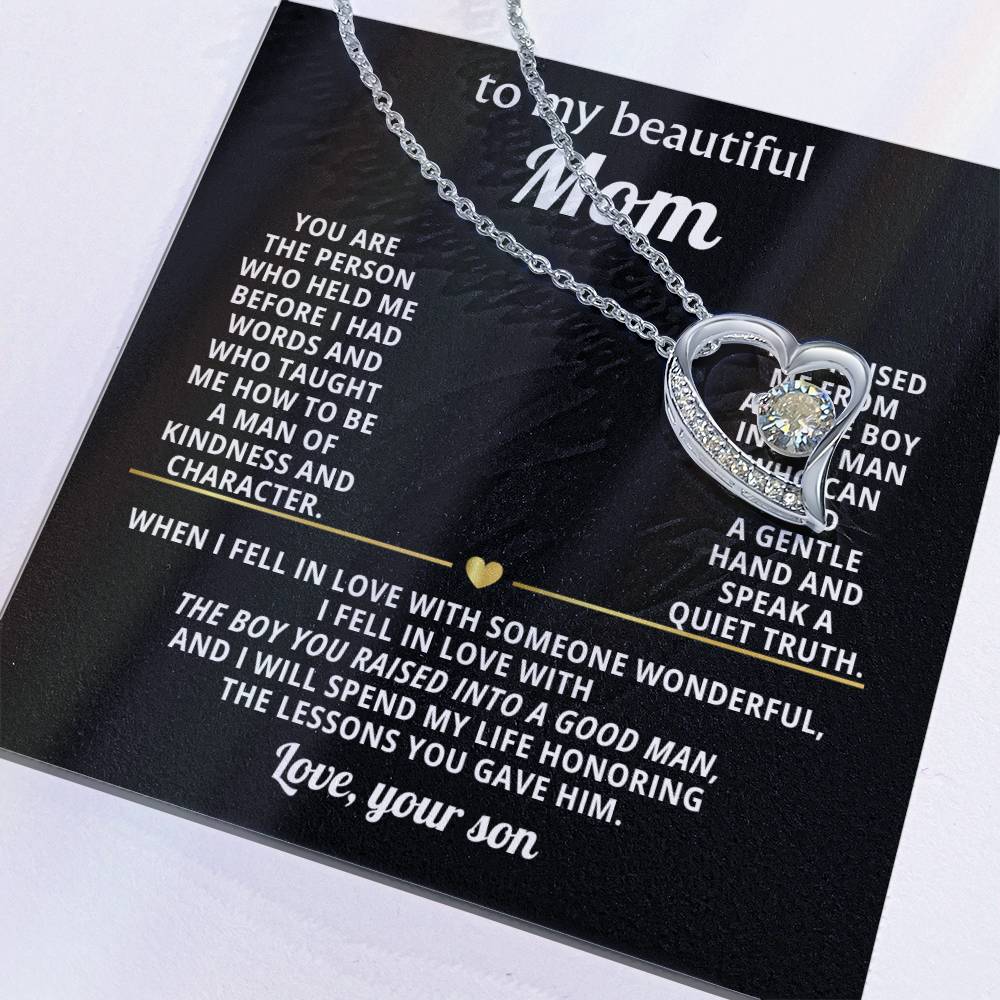 Mom Heart Necklace Gift from Son