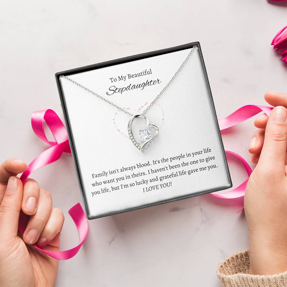 Beautiful Stepdaughter Heart Necklace Gift-[Heartfelt Family Gift]
