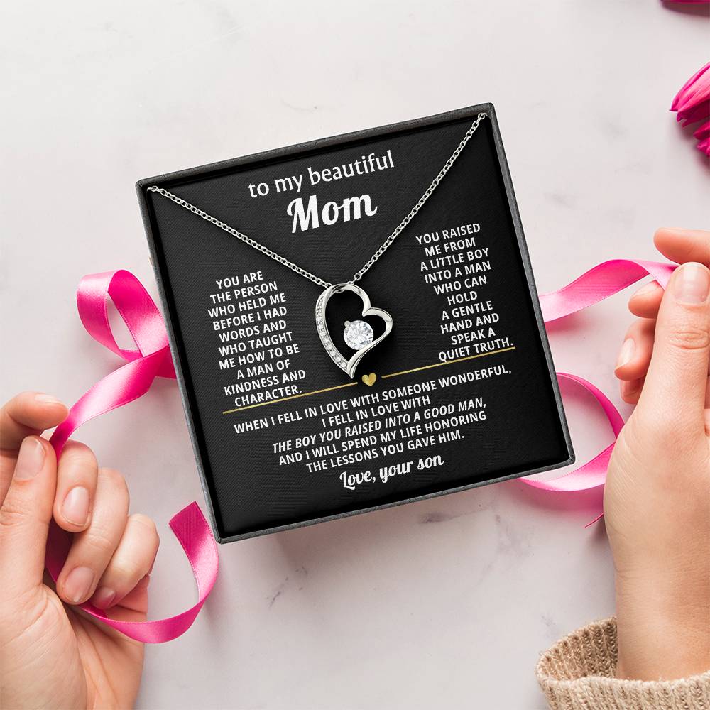Mom Heart Necklace Gift from Son