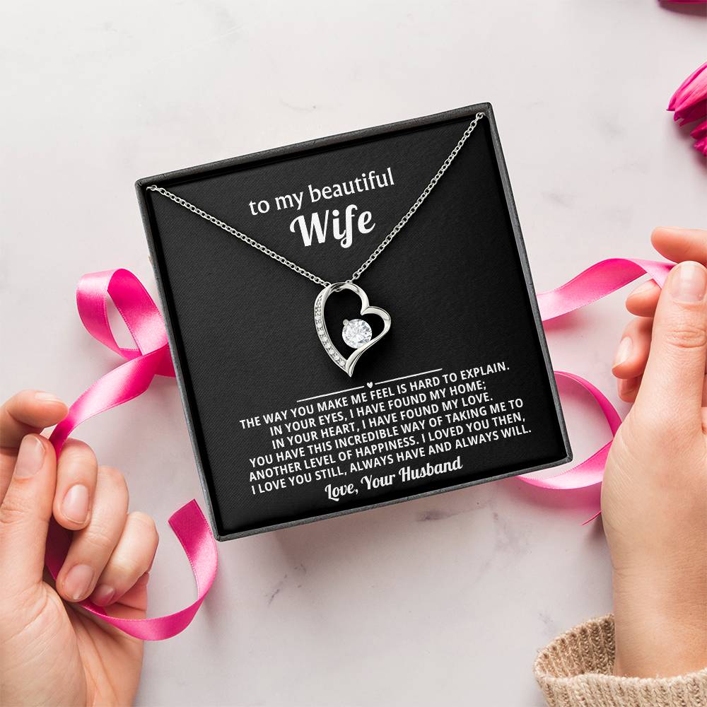 To My Beautiful Wife Heart Necklace Gift