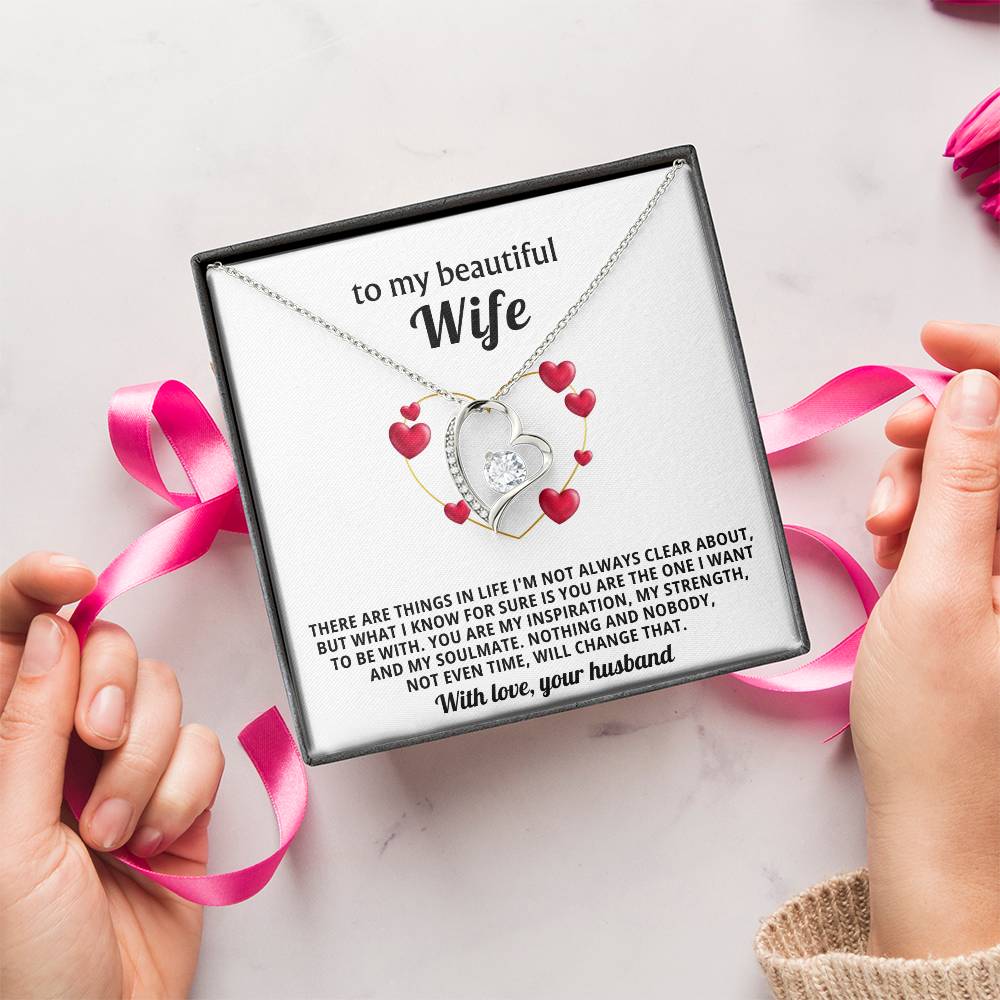 To My Beautiful Wife Heart Necklace Gift