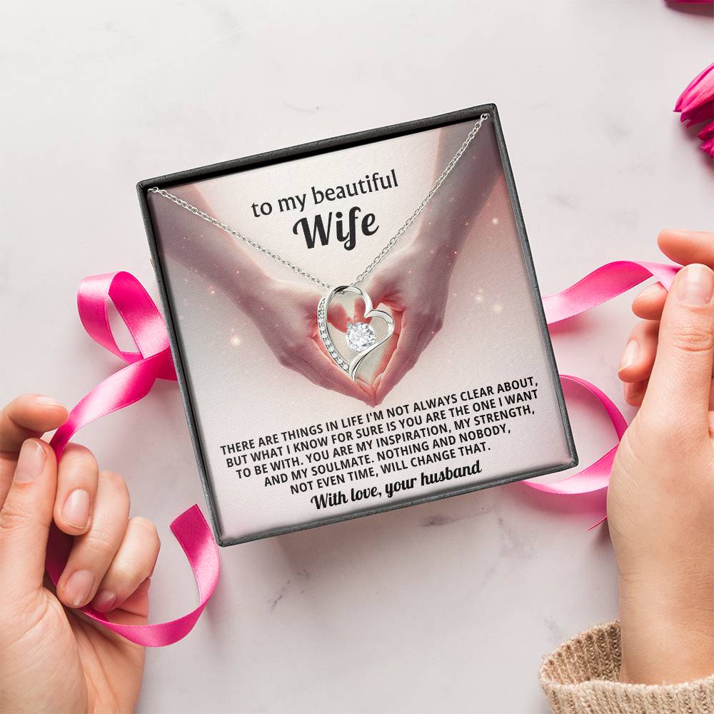To My Beautiful Wife Heart Necklace Gift