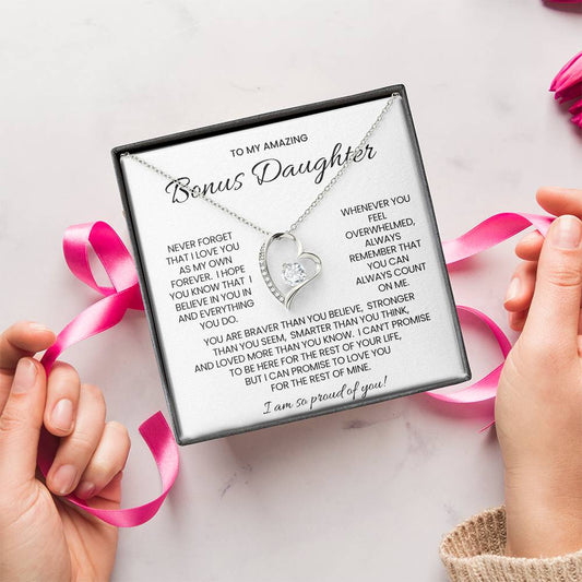 To My Bonus Daughter Forever Love Necklace Gift