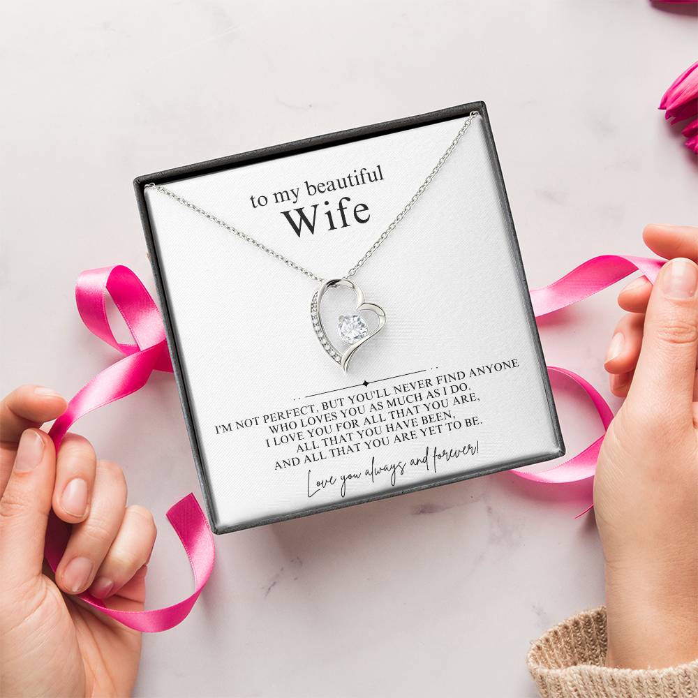 To My Beautiful Wife Heart Necklace Gift