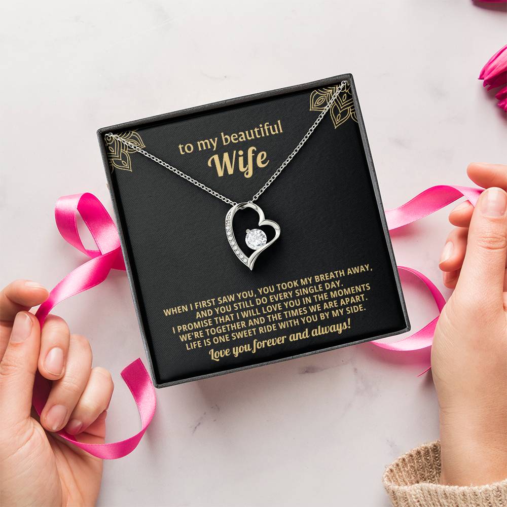 To My Beautiful Wife Heart Necklace Gift