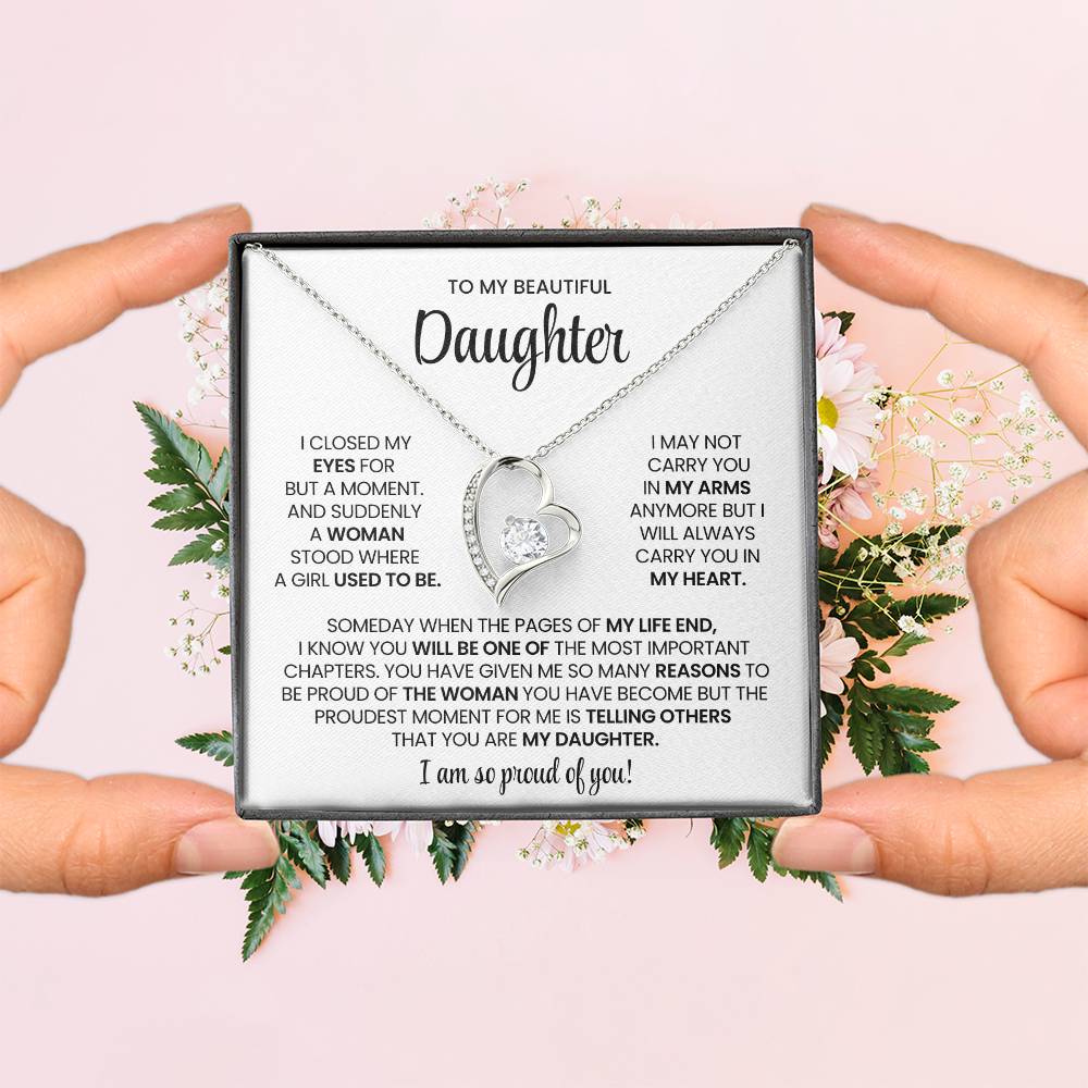 To My Daughter Forever Love Necklace Gift
