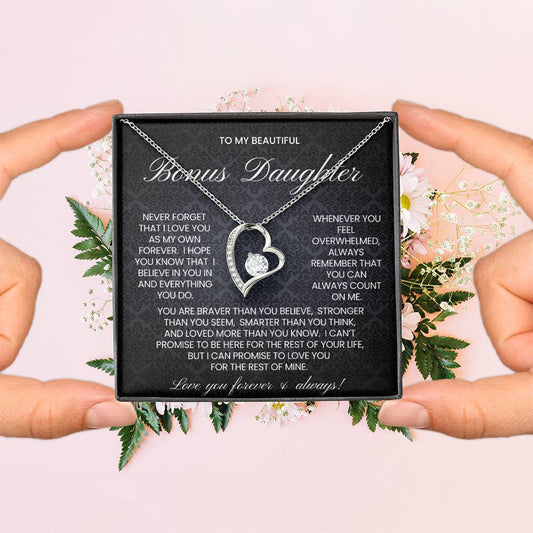 To My Bonus Daughter Forever Love Necklace Gift
