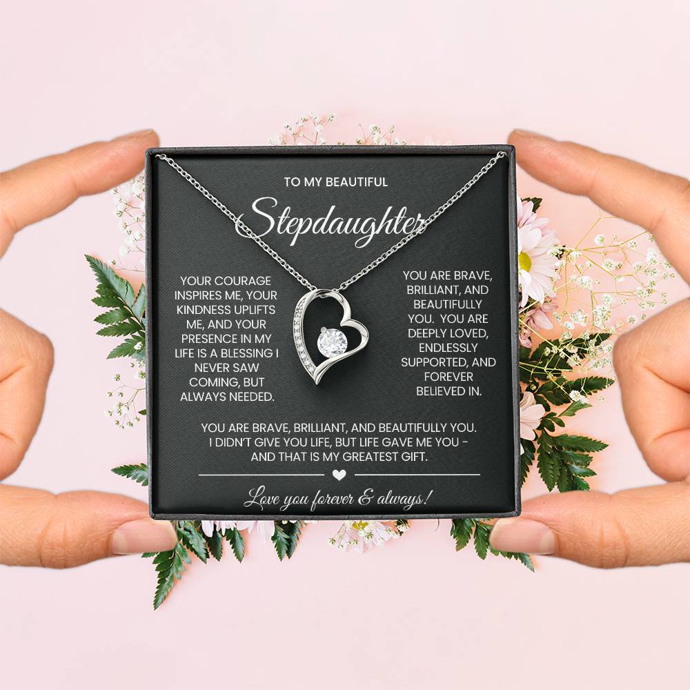 To My Stepddaughter Forever Love Necklace Gift