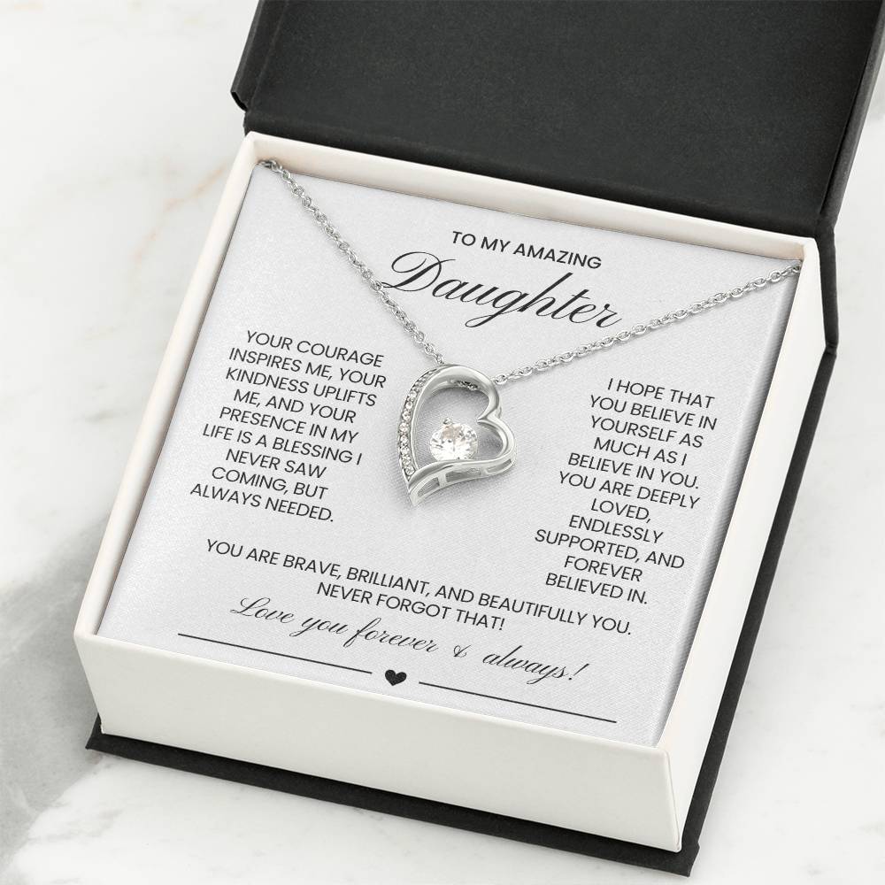 To My Daughter Forever Love Necklace Gift
