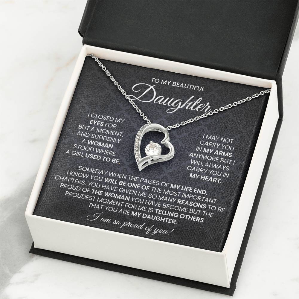 To My Daughter Forever Love Necklace Gift
