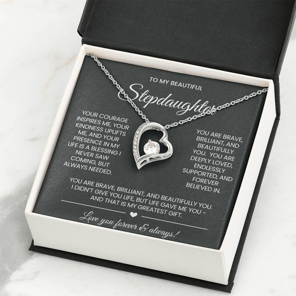 To My Stepddaughter Forever Love Necklace Gift
