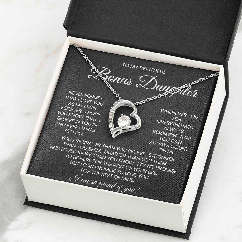 To My Bonus Daughter Forever Love Necklace Gift
