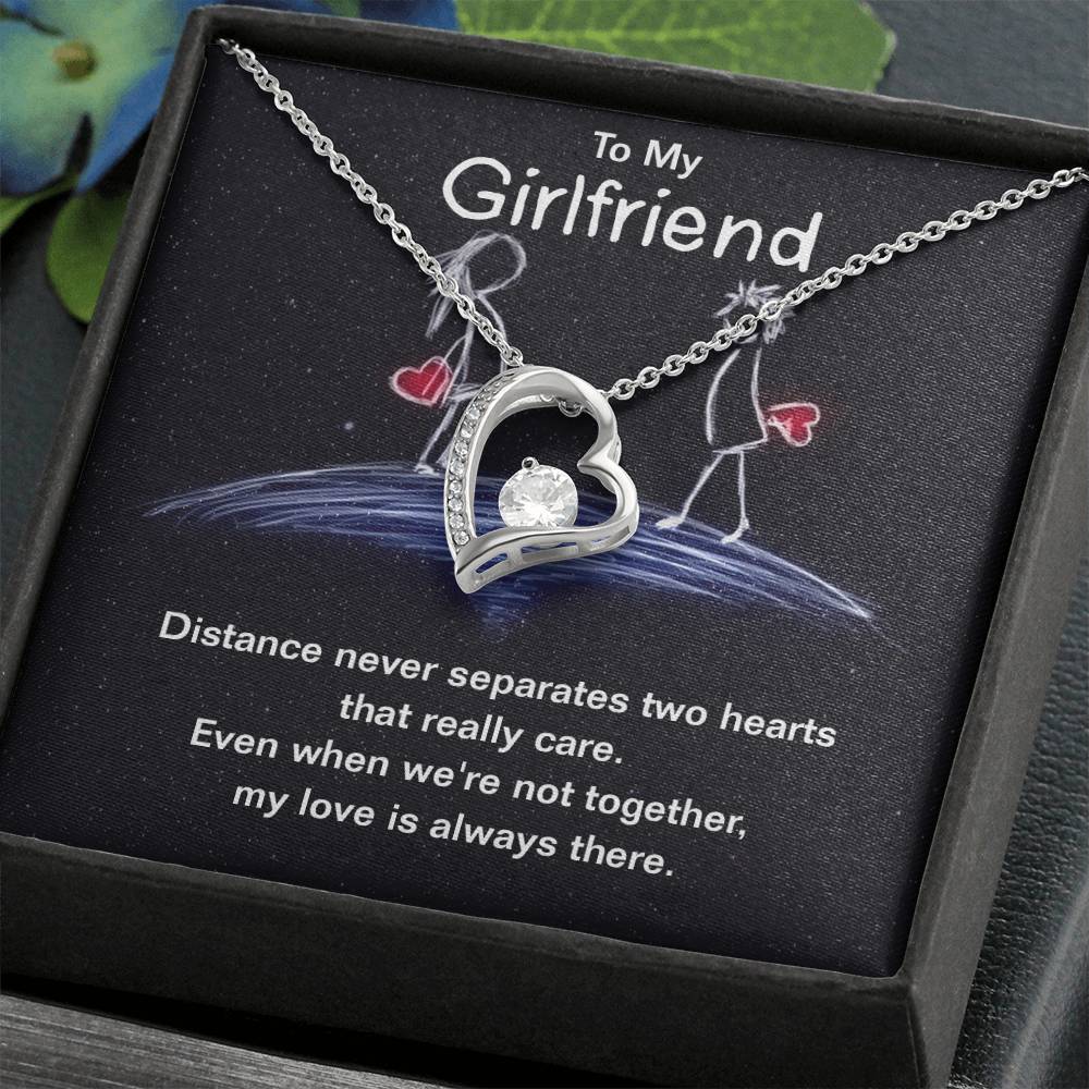 Girlfriend - Distance Never Separates Two Hearts Heart Necklace Gift-[Heartfelt Family Gift]