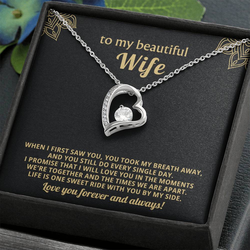 To My Beautiful Wife Heart Necklace Gift