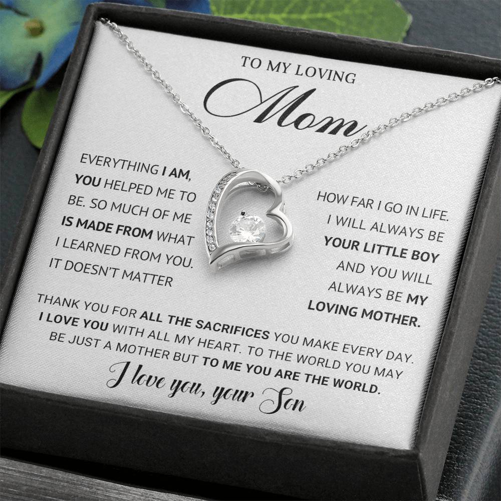 To My Mom Heart Necklace Gift