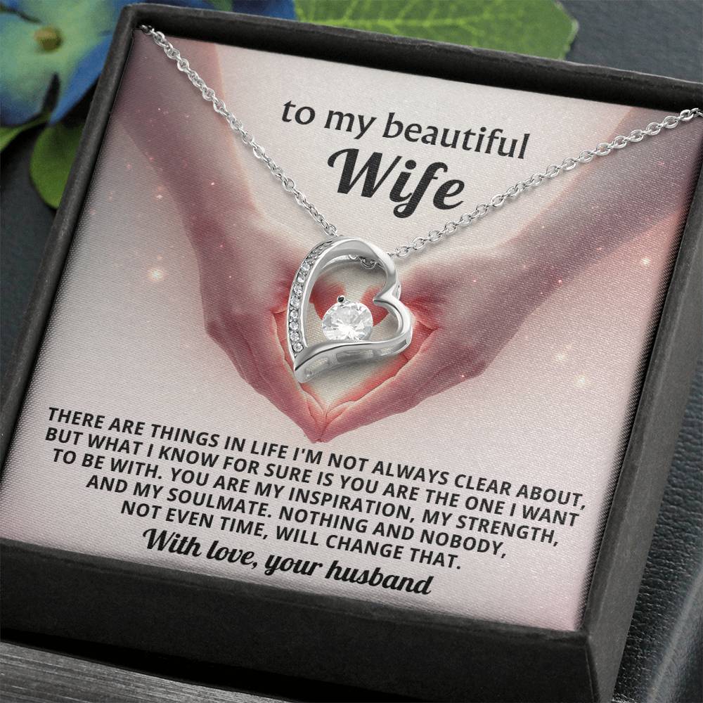 To My Beautiful Wife Heart Necklace Gift
