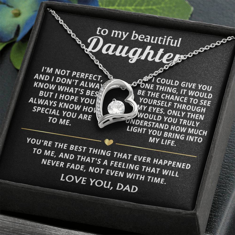 To My Beautiful Daughter Heart Necklace Gift