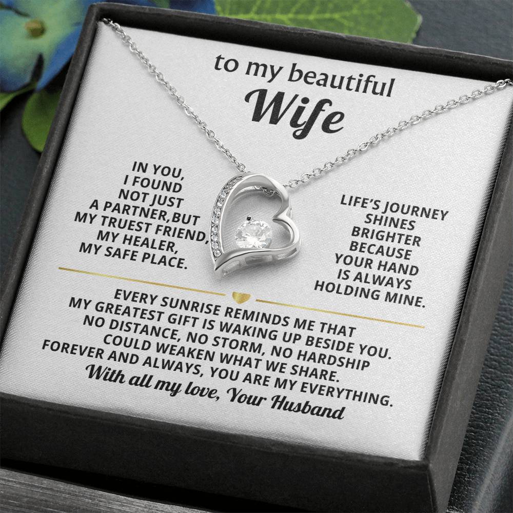 To My Beautiful Wife Heart Necklace