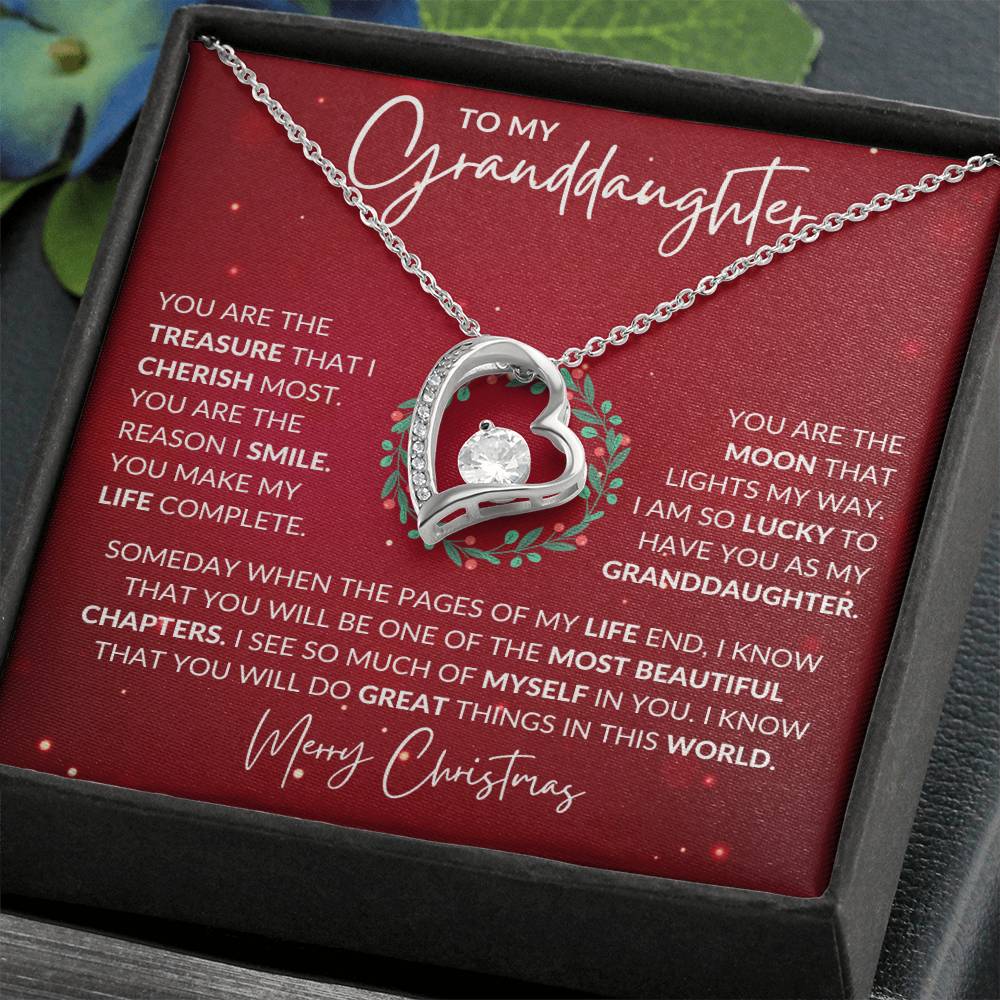 Granddaughter Christmas Heart Necklace Gift-[Heartfelt Family Gift]