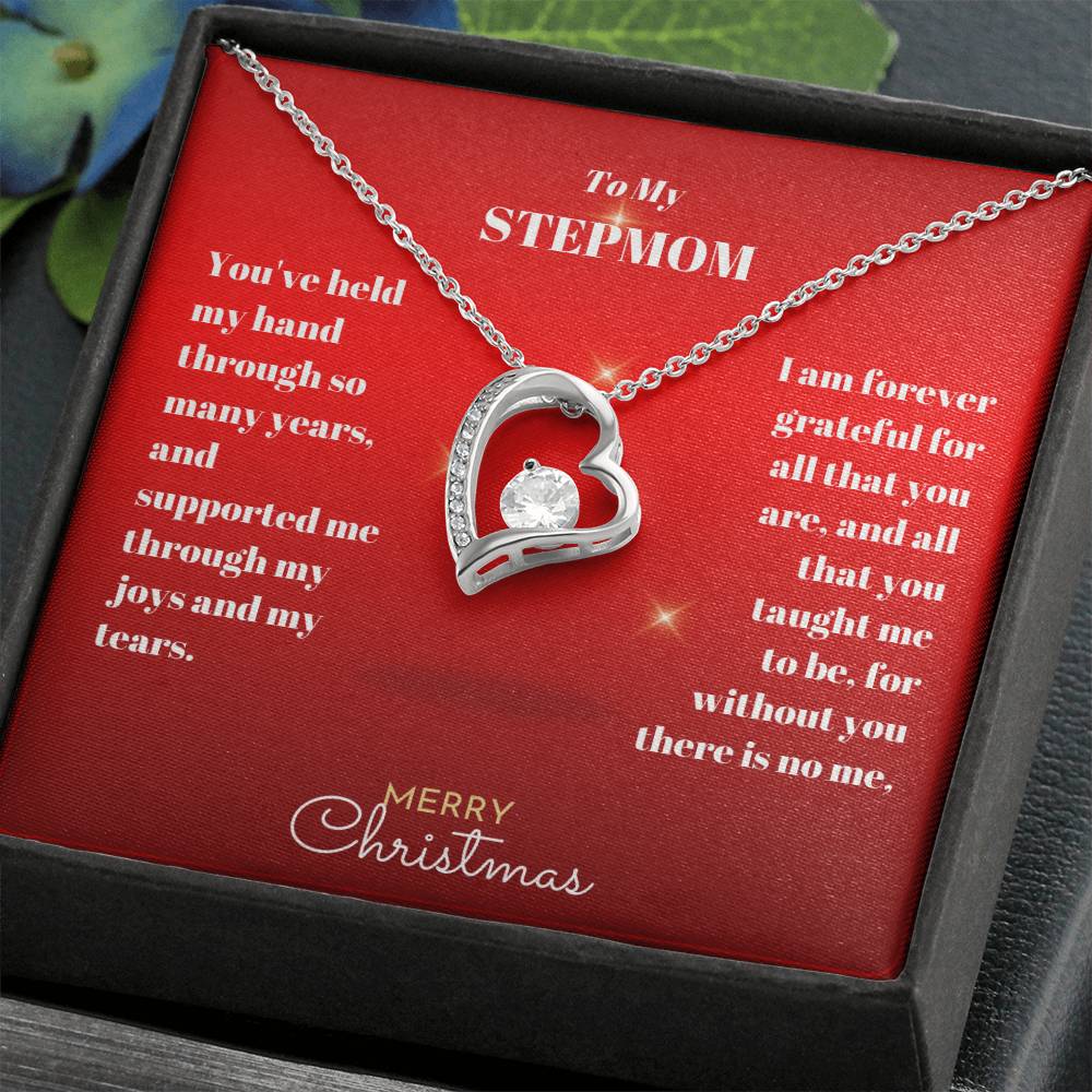 Stepmom Christmas Heart Necklace Gift-[Heartfelt Family Gift]