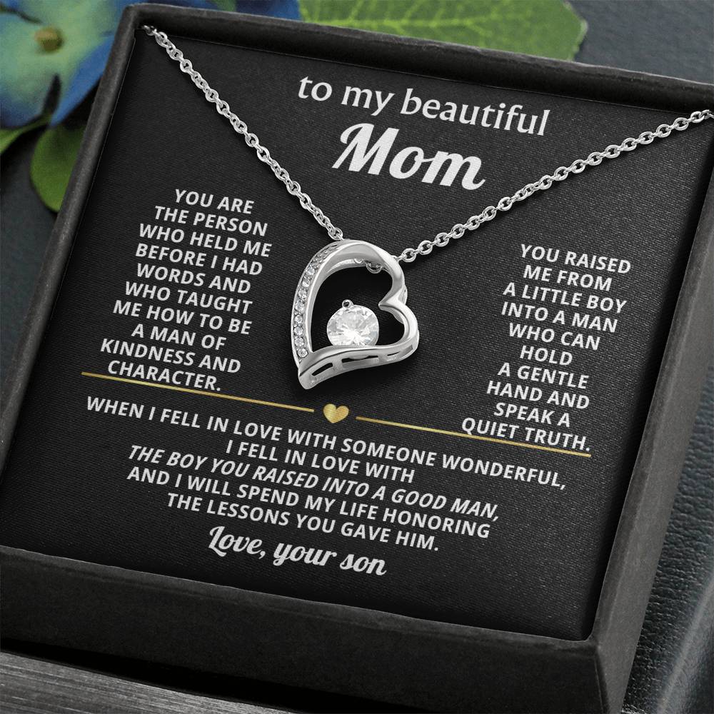 Mom Heart Necklace Gift from Son