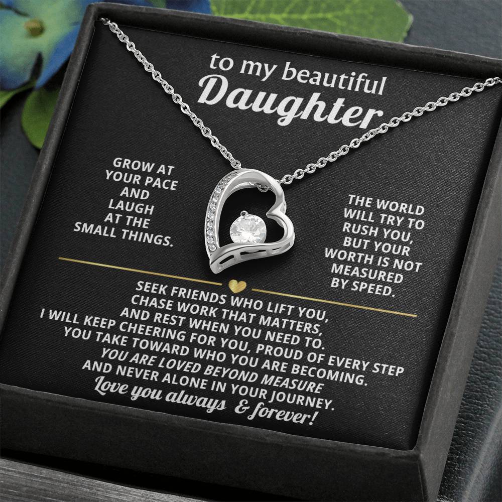 To My Daughter Heart Necklace Gift