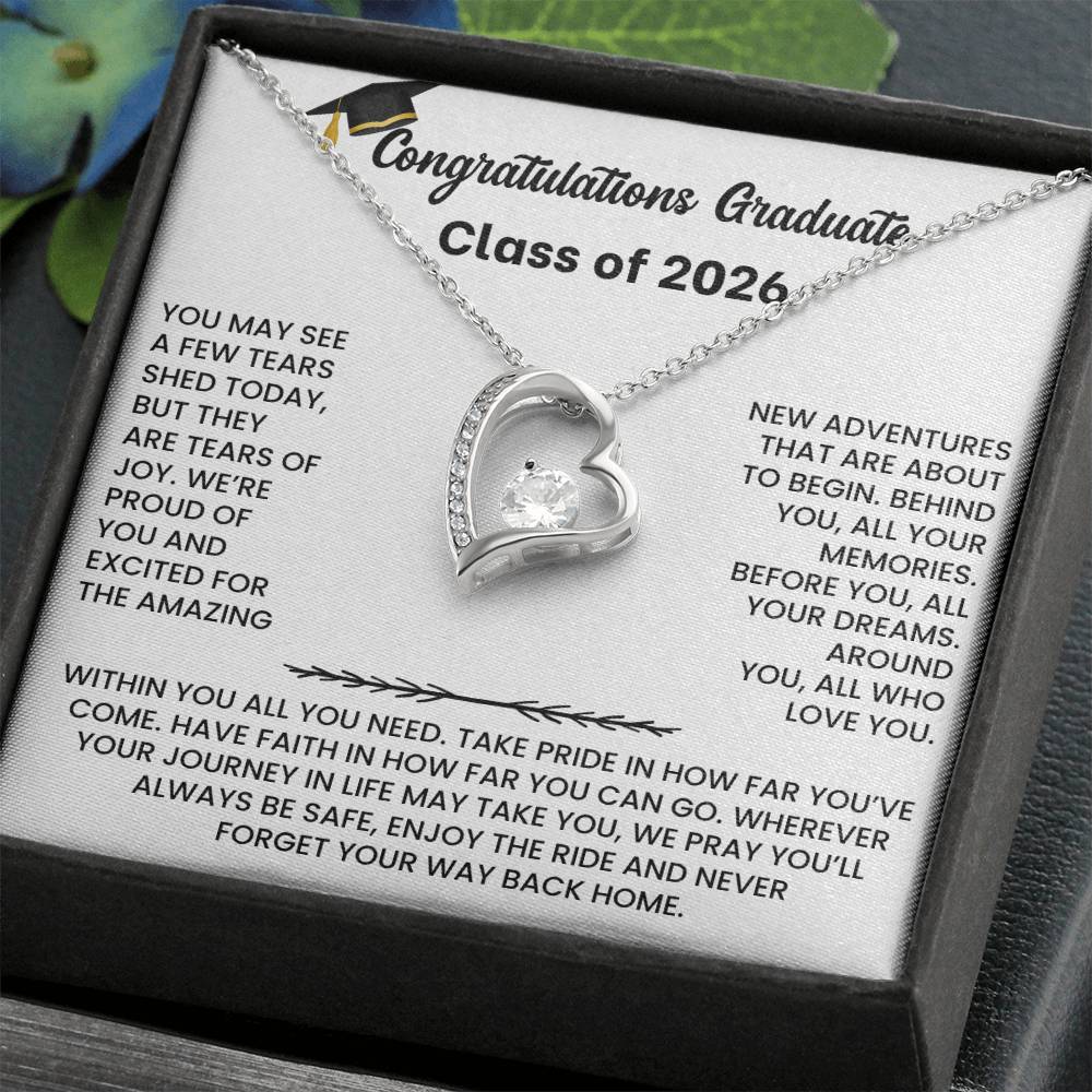 Class of 2026 Graduation Necklace Gift - Heart