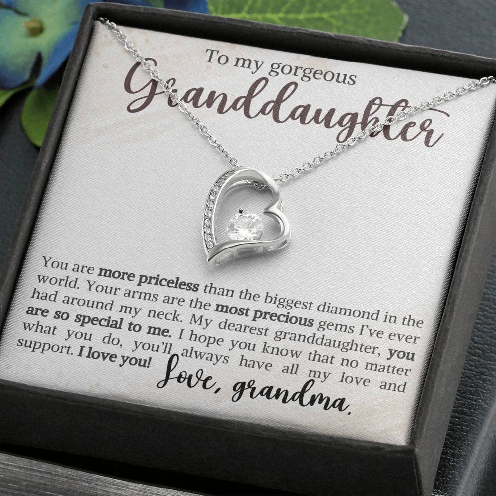 Granddaughter Necklace - Christmas  Birthday Gift for Her - Personalized Jewelry Heart Pendant - Must-Have Item-[Heartfelt Family Gift]