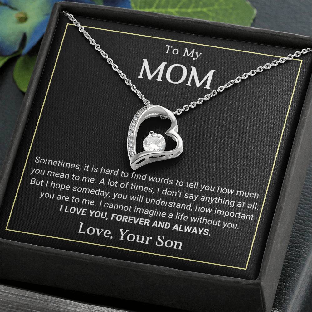 To My Mom Heart Necklace Gift